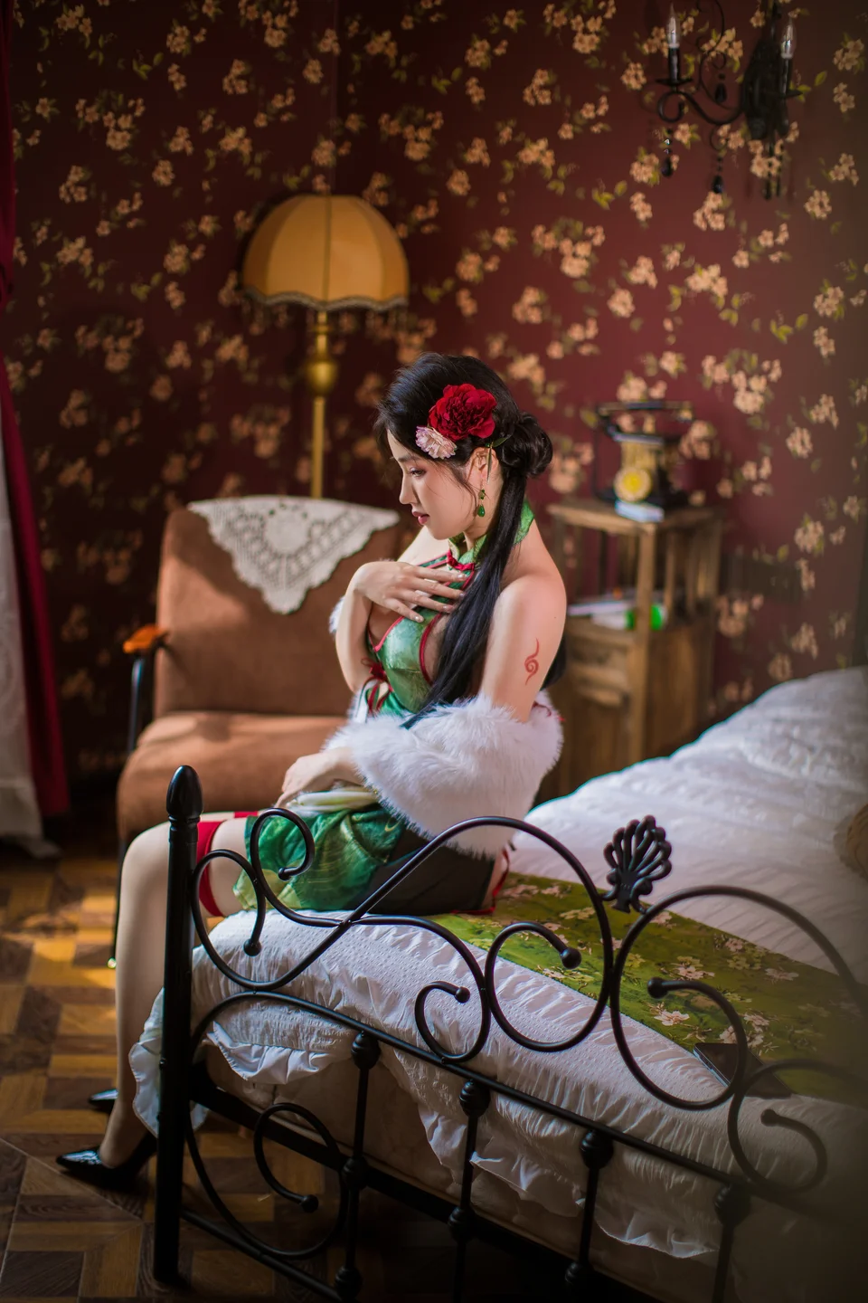 钛合金TiTi - 绿色旗袍 [82P,1V-687MB] tg@simisebaisi 【丝足阁】011.webp